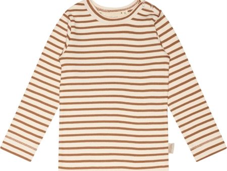 Petit Piao® Caramel Off White T-shirt Modal Striped Cheap