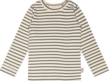 Petit Piao® Balsam Green Off White T-shirt Modal Striped on Sale