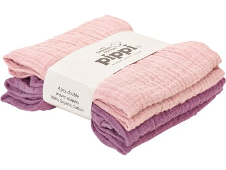 Pippi Økologiske Stoll Bleier 4-pakning Pale Mauve For Sale