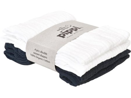 Pippi Organic Muslin kluter 4-pakning hvit koksgrå Online Hot Sale